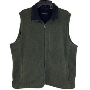 Large St. John’s Bay Olive Green Fleece Vest Full Zip with Slip Pockets